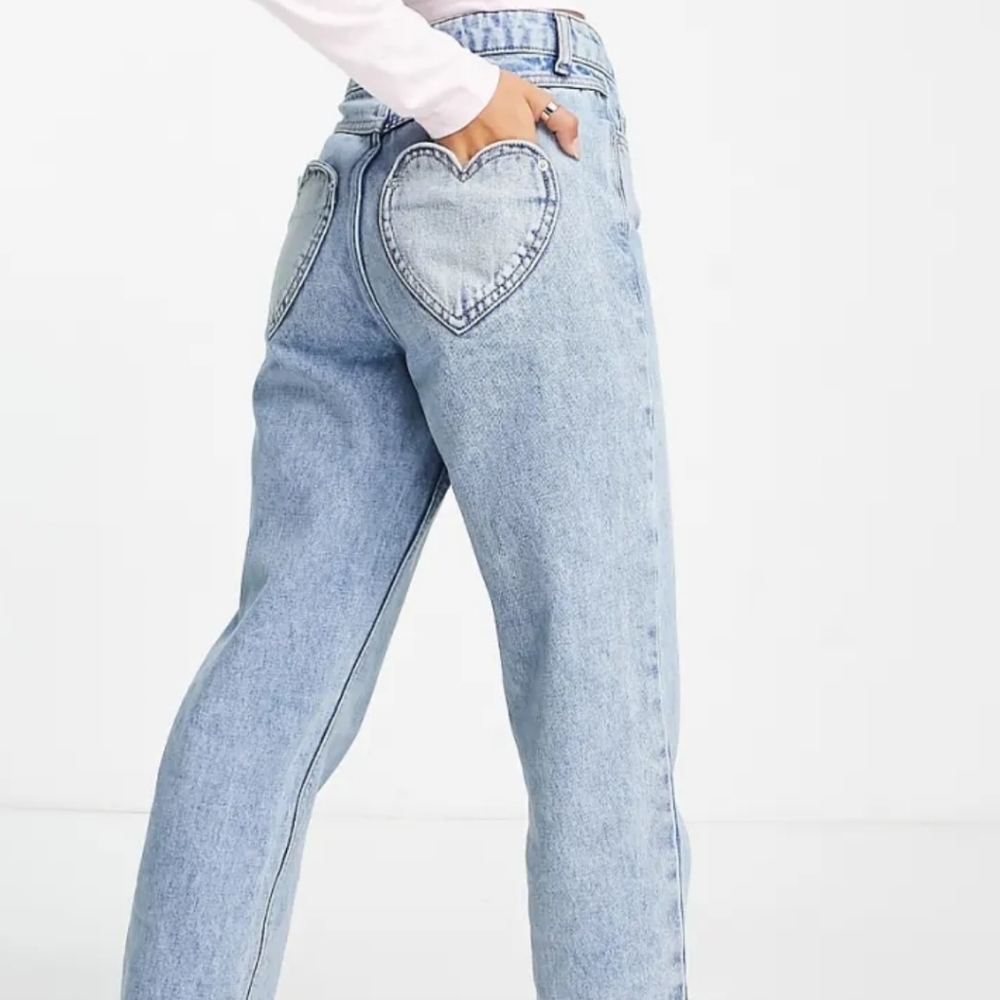 Petite Heart Pocket Straight Leg Jeans